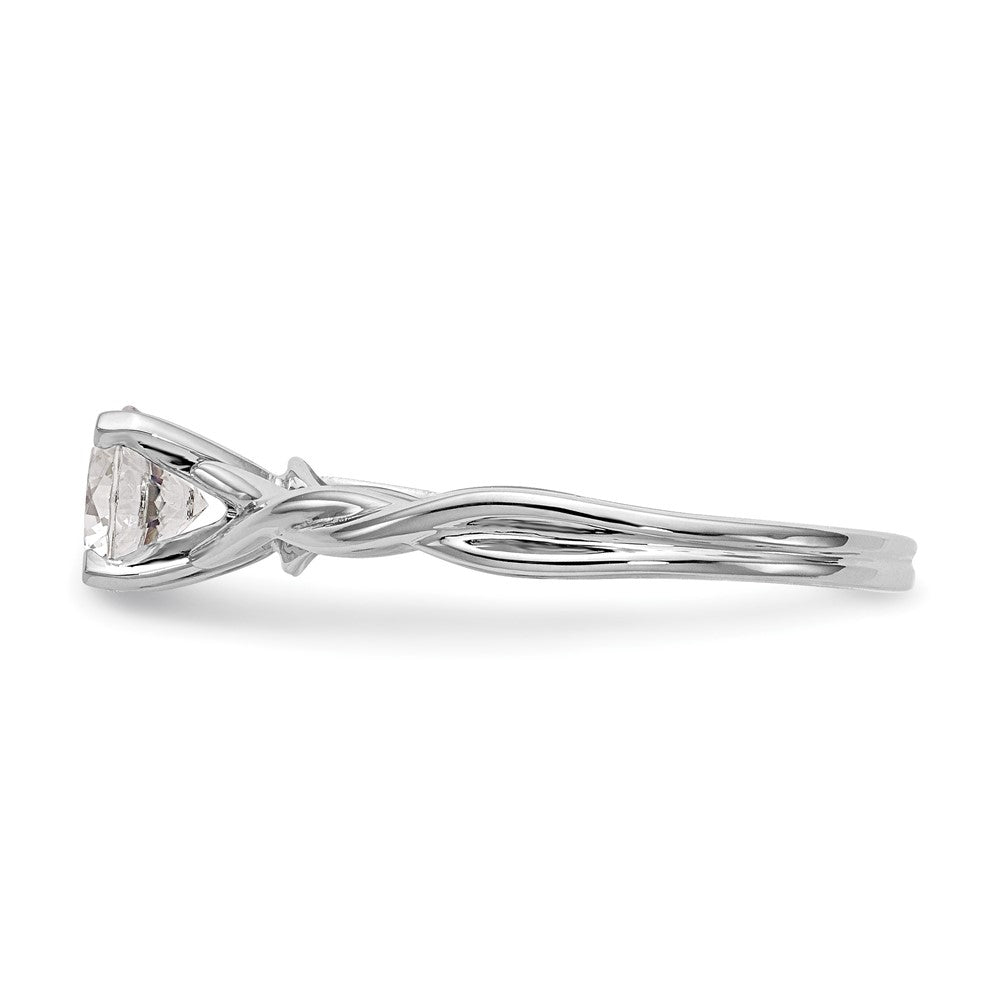 14k White Gold Twist Solitaire Peg Set Engagement Ring Mounting