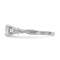 14k White Gold Twist Solitaire Peg Set Engagement Ring Mounting