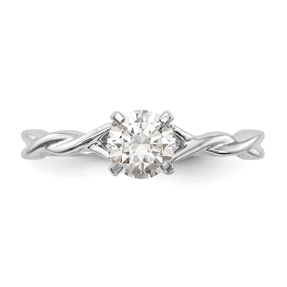 14k White Gold Twist Solitaire Peg Set Engagement Ring Mounting