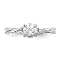 14k White Gold Twist Solitaire Peg Set Engagement Ring Mounting