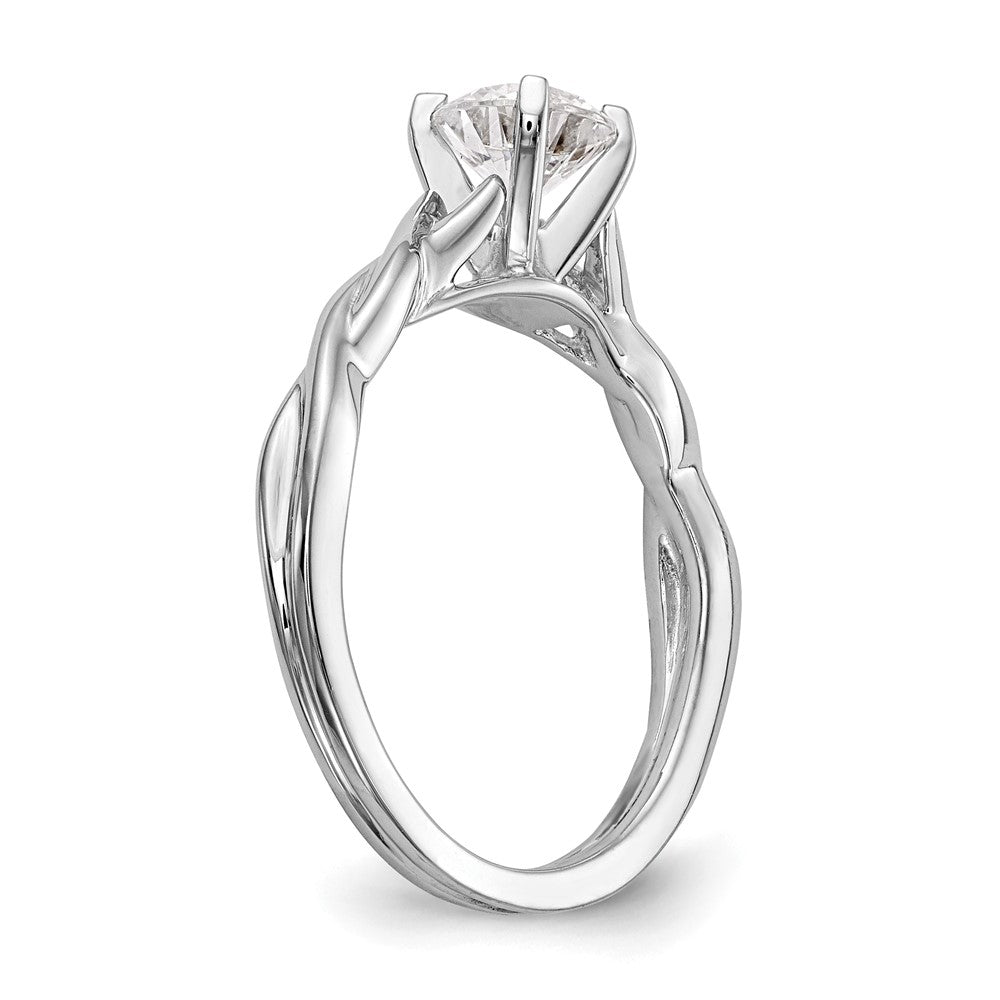 14k White Gold Twist Solitaire Peg Set Engagement Ring Mounting