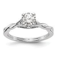 14k White Gold Twist Solitaire Peg Set Engagement Ring Mounting