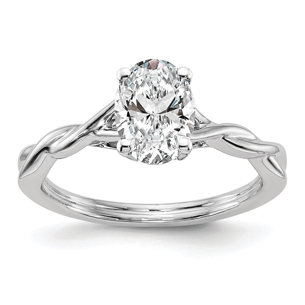 14k White Gold Twist Solitaire Peg Set Engagement Ring Mounting