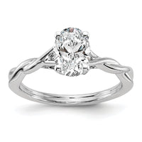 14k White Gold Twist Solitaire Peg Set Engagement Ring Mounting