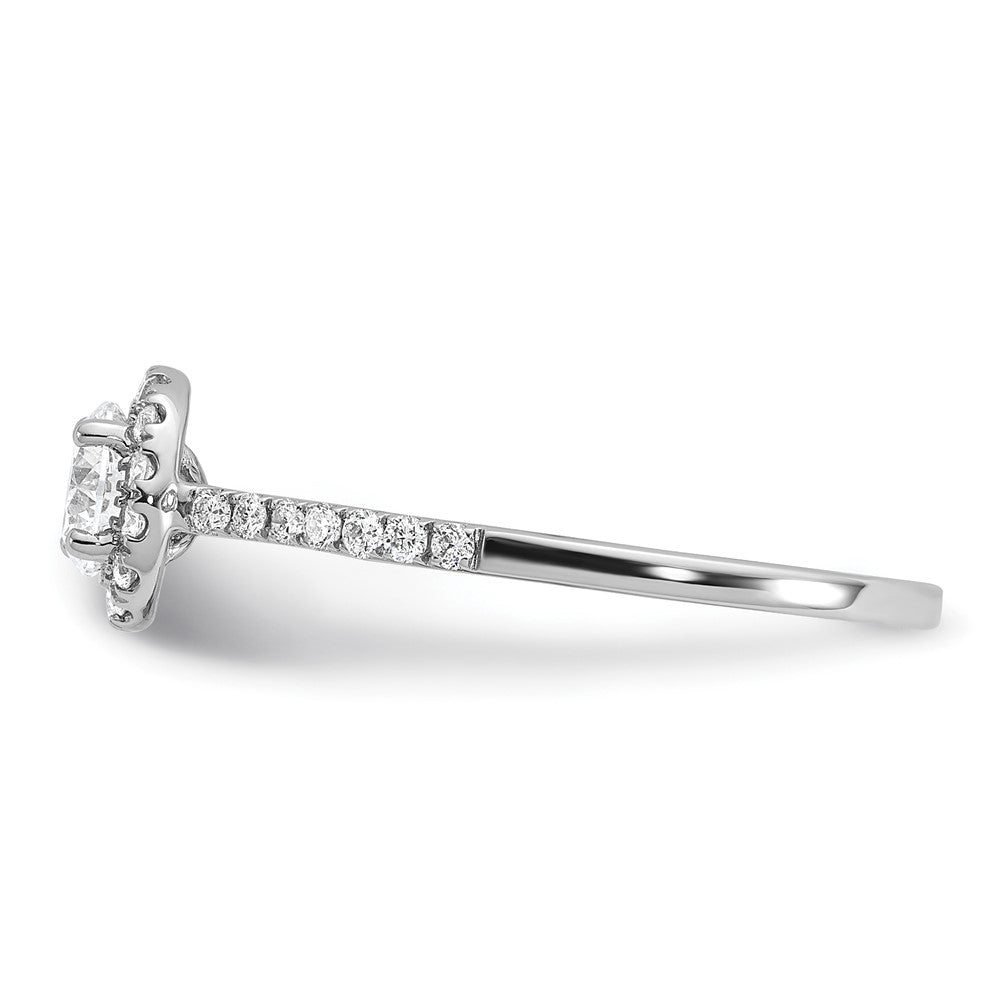 14kw 3/4ct Lab Grown Diamond VS/SI+ G+ Complete Size 8 Halo Eng Ring