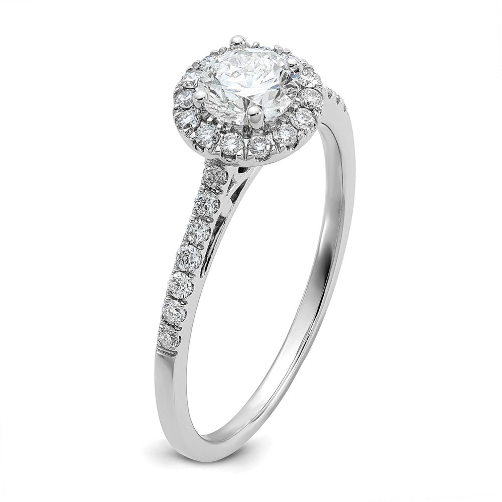 14kw 3/4ct Lab Grown Diamond VS/SI+ G+ Complete Size 8 Halo Eng Ring