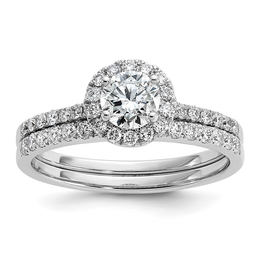 14kw 3/4ct Lab Grown Diamond VS/SI+ G+ Complete Size 9 Halo Eng Ring