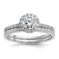 14kw 3/4ct Lab Grown Diamond VS/SI+ G+ Complete Size 7 Halo Eng Ring