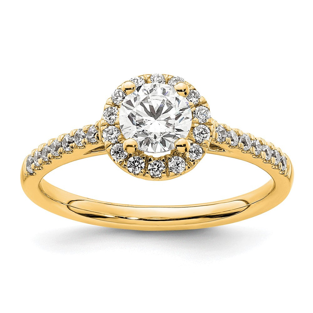 14k 3/4ct Lab Grown Diamond VS/SI+ G+ Complete Size 5 Halo Eng Ring