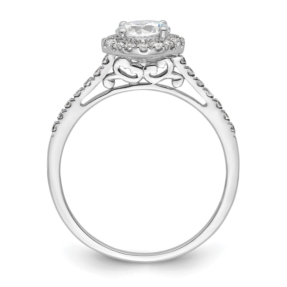 14kw 1/4ct Lab Grown Dia VS/SI+ G+ 3/4ct Round Center Semi Halo Eng Ring