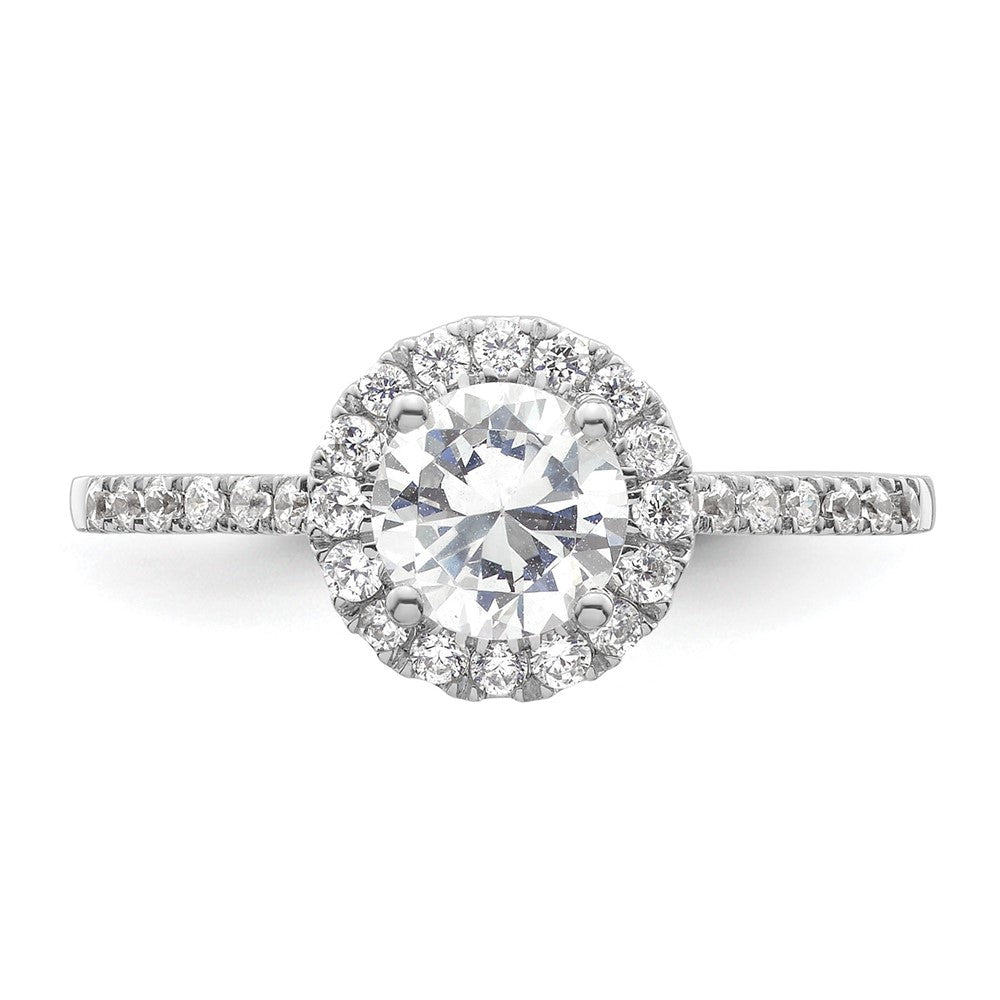 14kw 1/4ct Lab Grown Dia VS/SI+ G+ 3/4ct Round Center Semi Halo Eng Ring