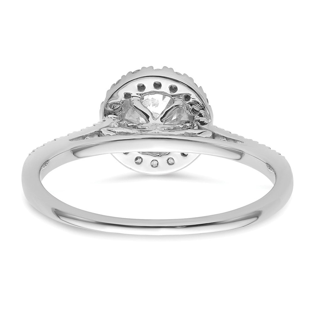 14kw 1/4ct Lab Grown Dia VS/SI+ G+ 3/4ct Round Center Semi Halo Eng Ring