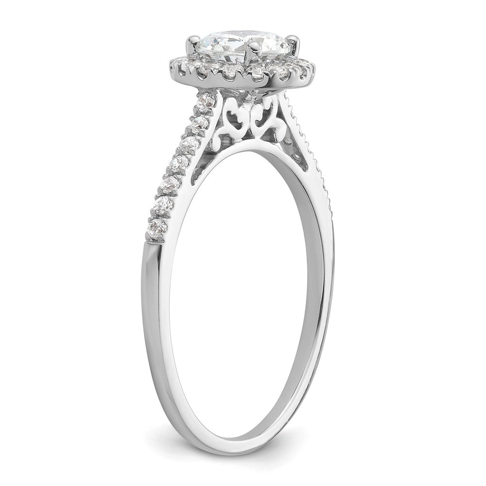 14kw 1/4ct Lab Grown Dia VS/SI+ G+ 3/4ct Round Center Semi Halo Eng Ring
