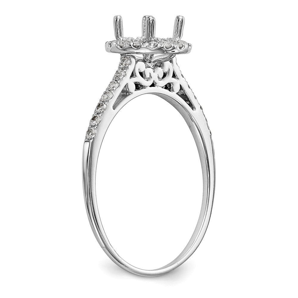 14kw 1/4ct Lab Grown Dia VS/SI+ G+ 1ct Round Center Semi Halo Eng Ring