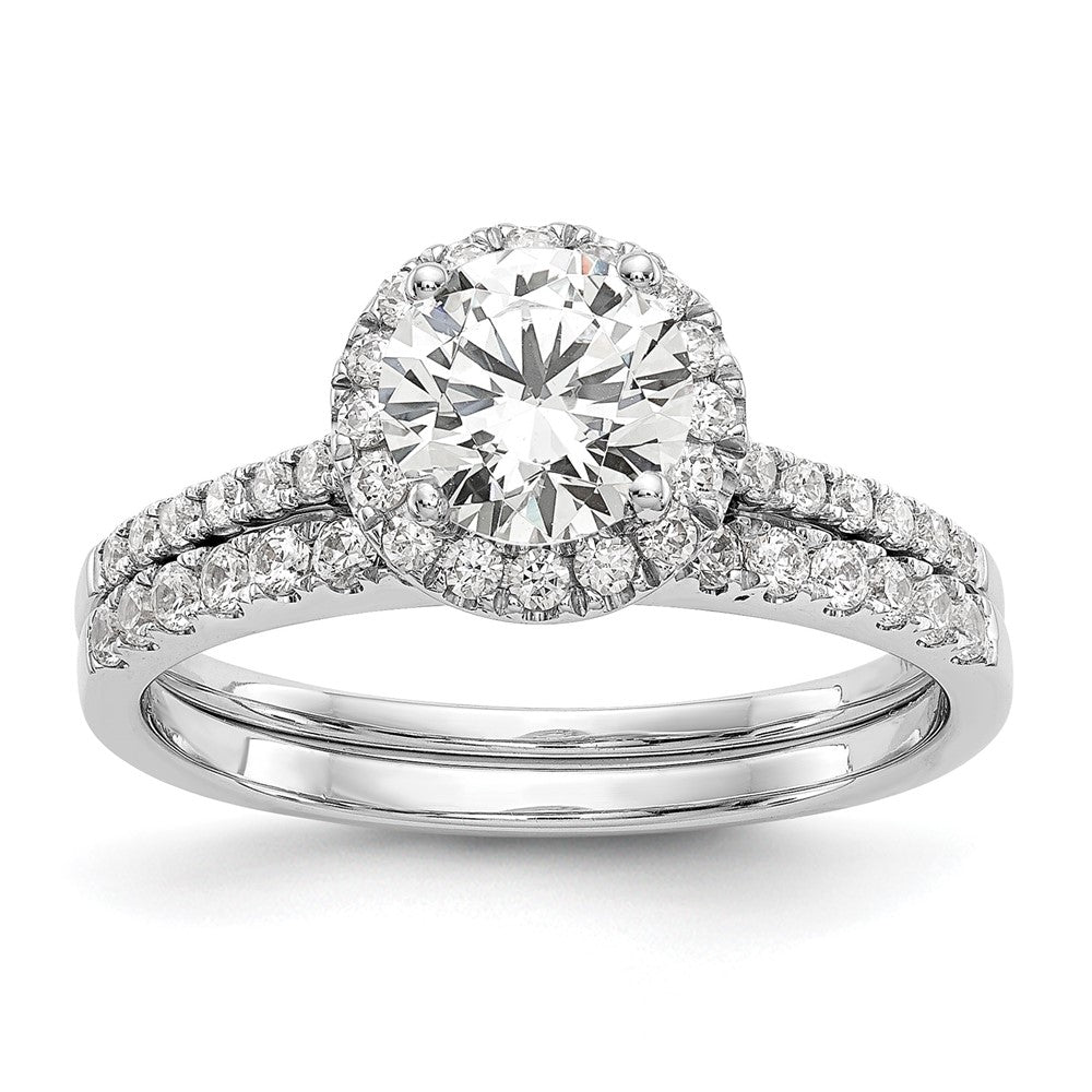 14kw 1/4ct Lab Grown Dia VS/SI+ G+ 1ct Round Center Semi Halo Eng Ring