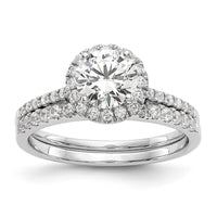 14kw 1/4ct Lab Grown Dia VS/SI+ G+ 1ct Round Center Semi Halo Eng Ring