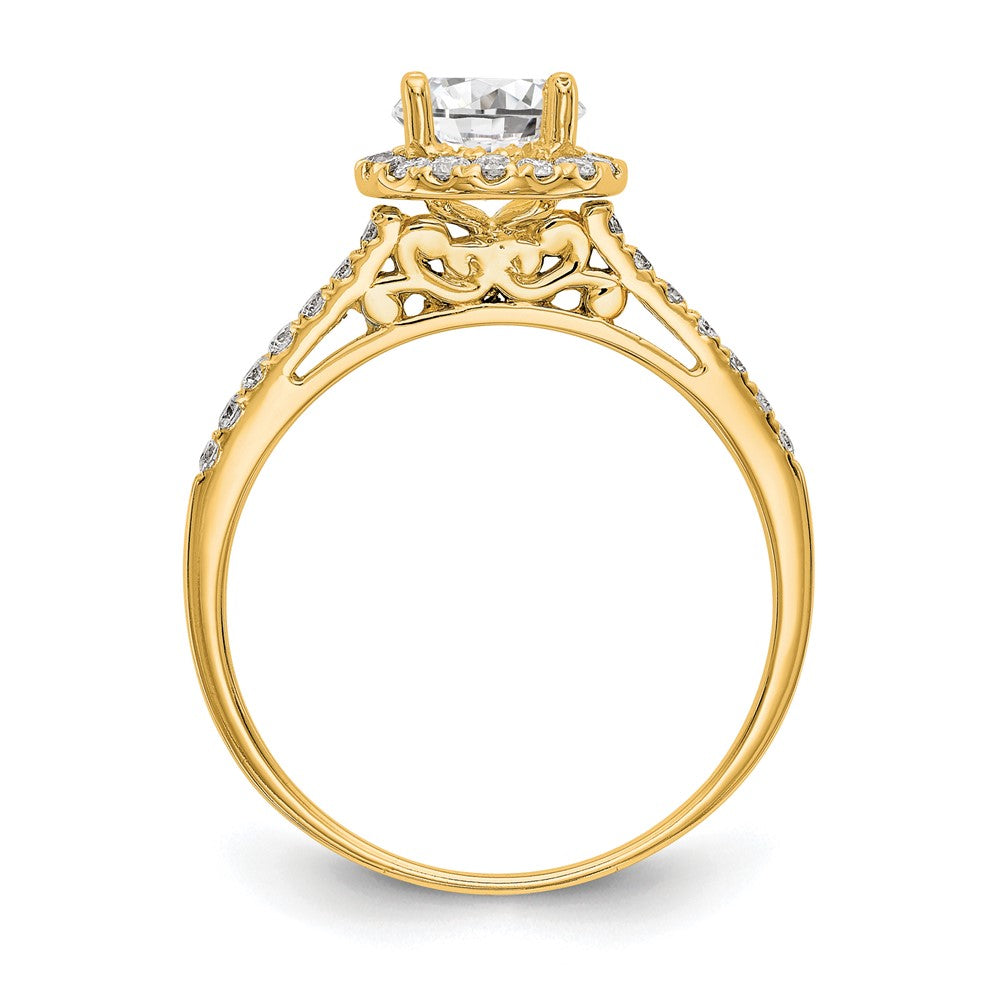 14k 1/4ct Lab Grown Dia VS/SI+ G+ 1ct Round Center Semi Halo Eng Ring