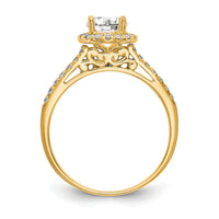 14k 1/4ct Lab Grown Dia VS/SI+ G+ 1ct Round Center Semi Halo Eng Ring