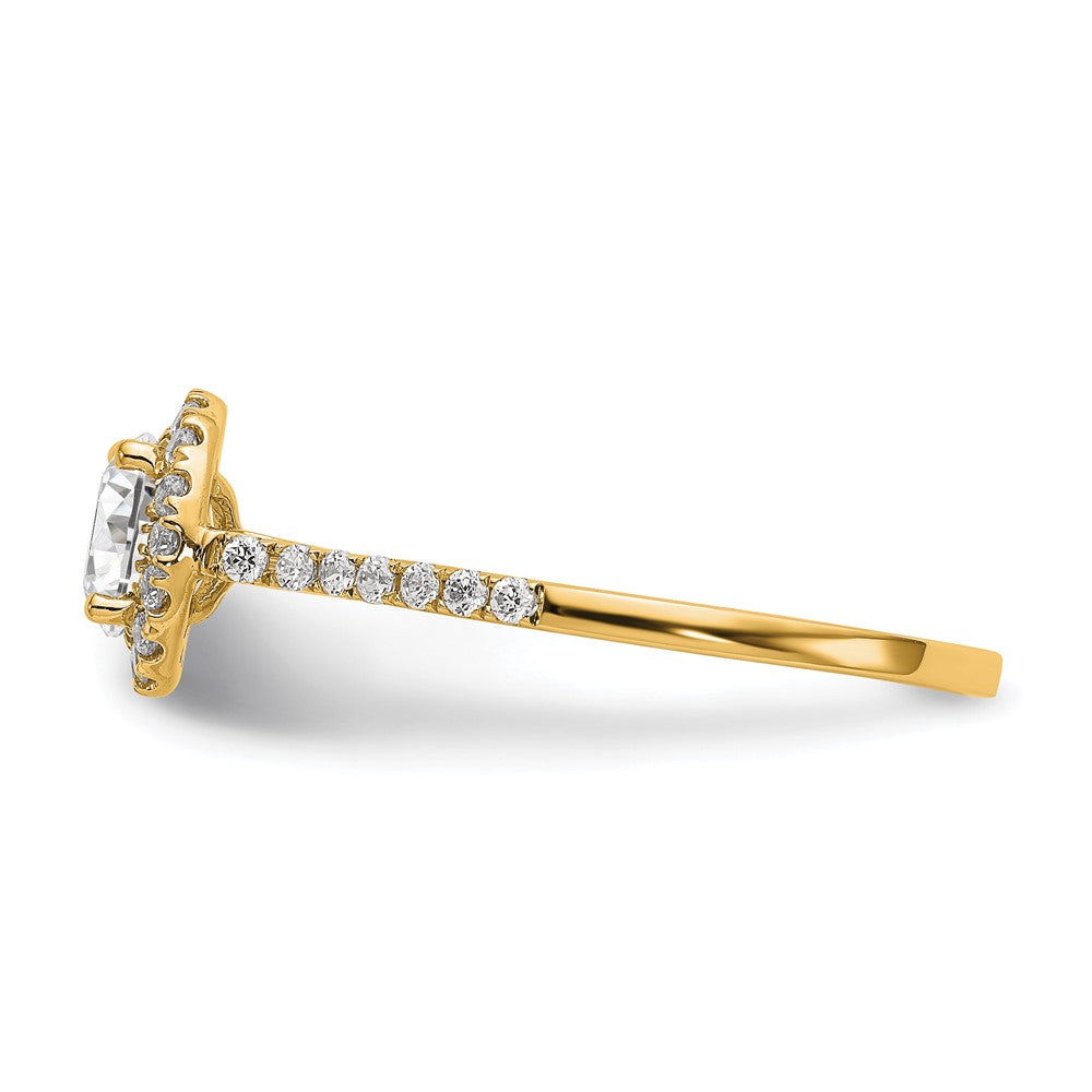 14k 1/4ct Lab Grown Dia VS/SI+ G+ 1ct Round Center Semi Halo Eng Ring