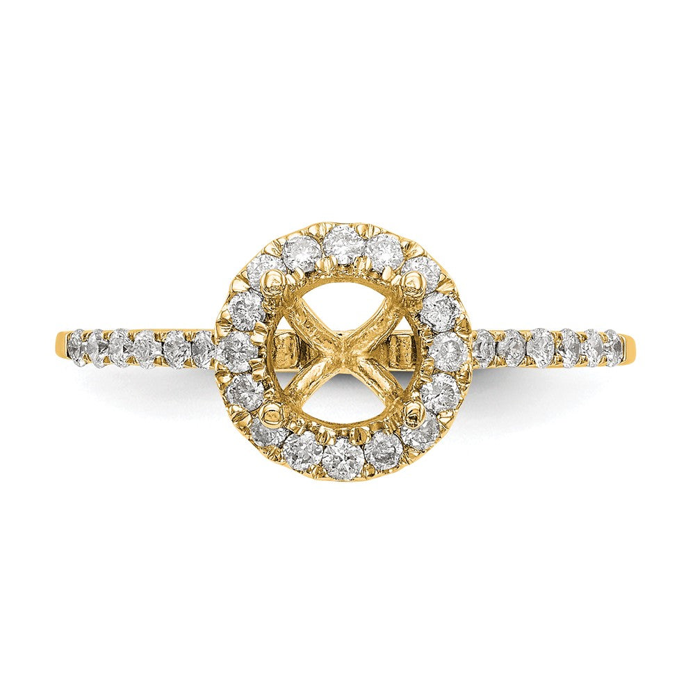 14k 1/4ct Lab Grown Dia VS/SI+ G+ 1ct Round Center Semi Halo Eng Ring