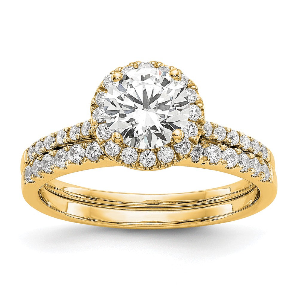 14k 1/4ct Lab Grown Dia VS/SI+ G+ 1ct Round Center Semi Halo Eng Ring