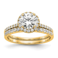 14k 1/4ct Lab Grown Dia VS/SI+ G+ 1ct Round Center Semi Halo Eng Ring