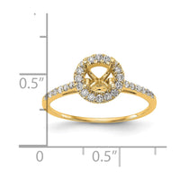 14k 1/4ct Lab Grown Dia VS/SI+ G+ 1ct Round Center Semi Halo Eng Ring