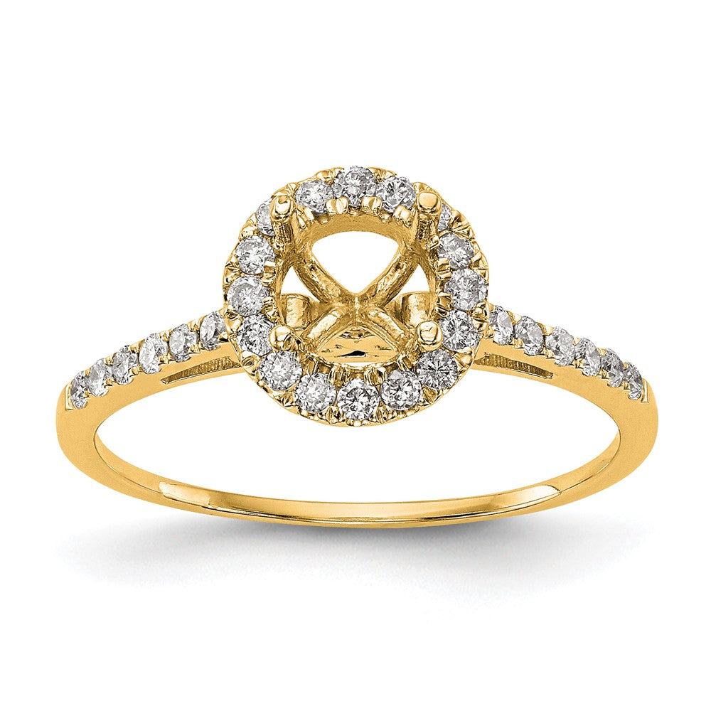14k 1/4ct Lab Grown Dia VS/SI+ G+ 1ct Round Center Semi Halo Eng Ring