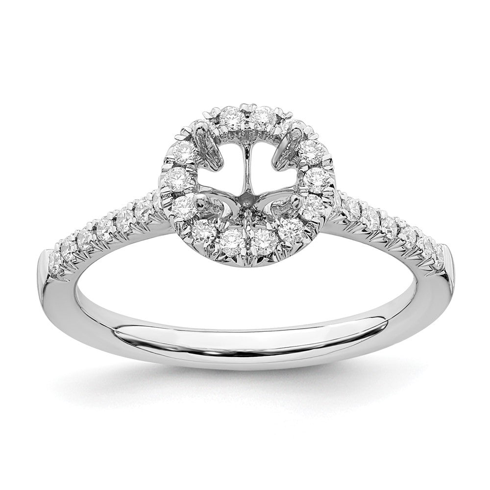14k White Gold 3/4 ct Lab Grown Dia VS/SI+ G+ Comp Size 8 Halo Eng Ring