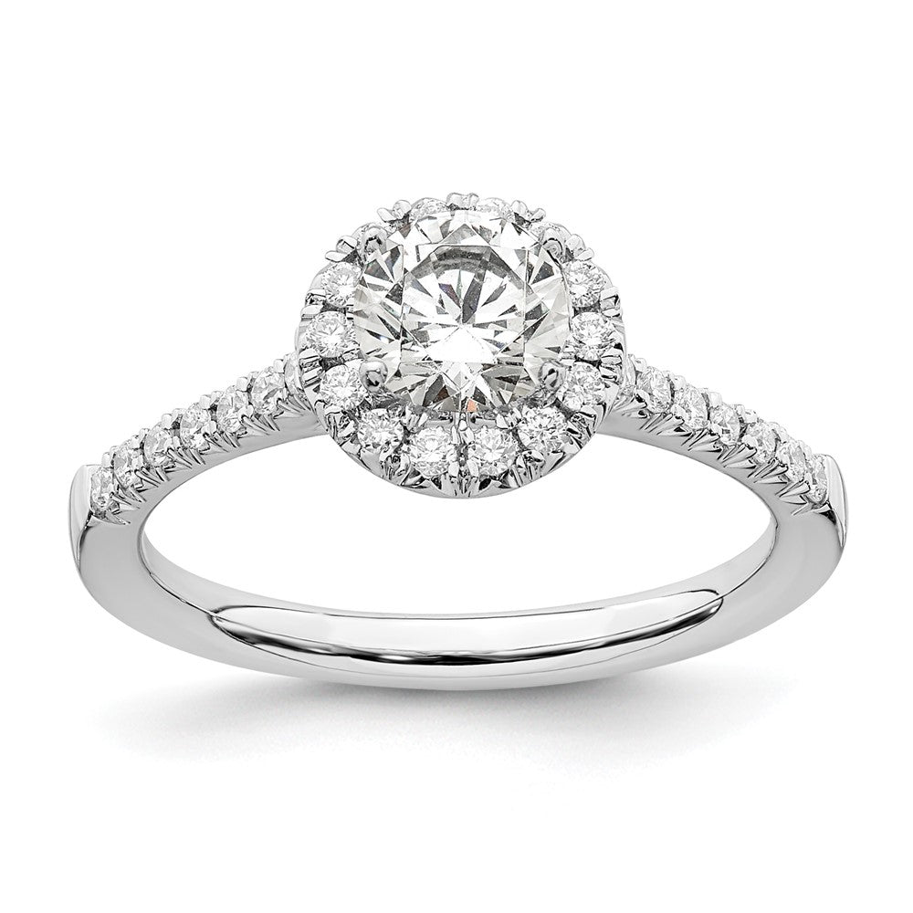 14k White Gold 3/4 ct Lab Grown Dia VS/SI+ G+ Comp Size 8 Halo Eng Ring