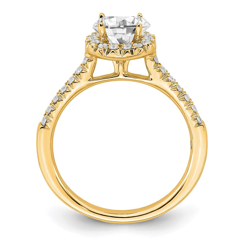 14k 3/4 ct Lab Grown Diamond VS/SI+ G+ Round Comp Size 8 Halo Eng Ring