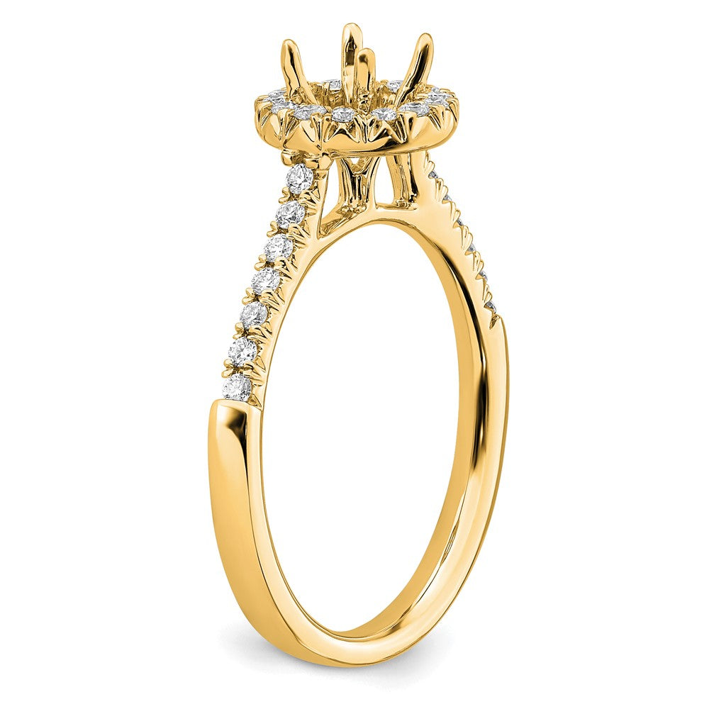 14k 3/4 ct Lab Grown Diamond VS/SI+ G+ Round Comp Size 5 Halo Eng Ring