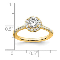 14k 3/4 ct Lab Grown Diamond VS/SI+ G+ Round Comp Size 8 Halo Eng Ring