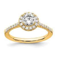 14k 3/4 ct Lab Grown Diamond VS/SI+ G+ Round Comp Size 8 Halo Eng Ring