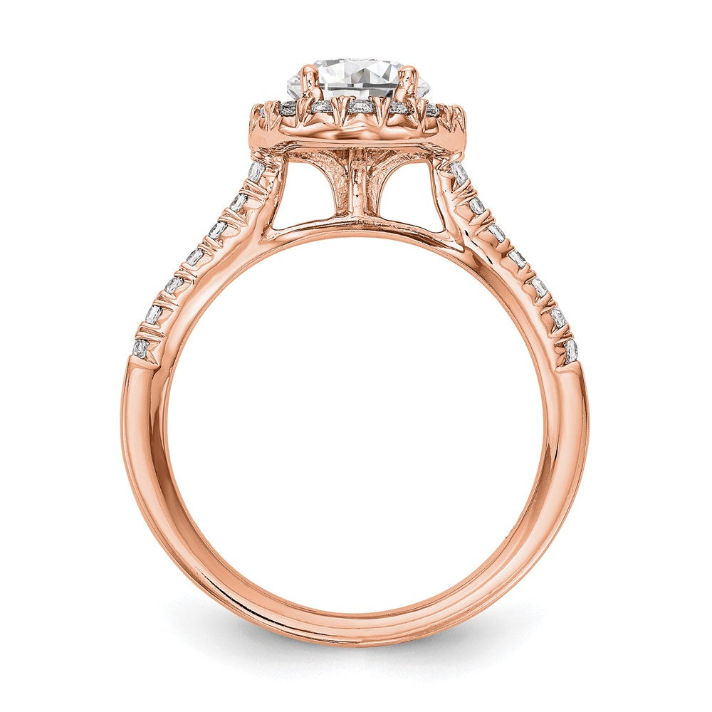 14k Rose Gold 1/3ct Lab Grown Dia VS/SI+ G+ 1ct Center Semi Eng Ring