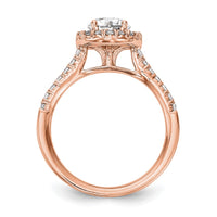14k Rose Gold 1/3ct Lab Grown Dia VS/SI+ G+ 1ct Center Semi Eng Ring