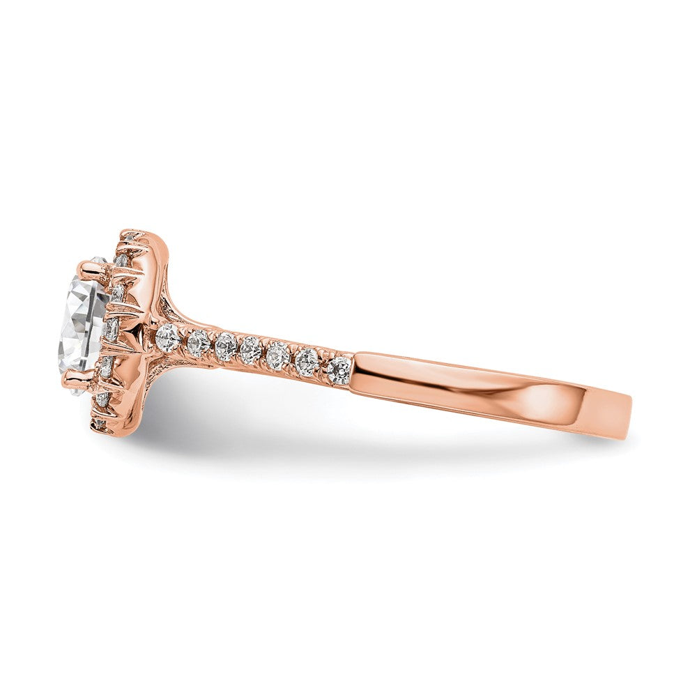 14k Rose Gold 1/3ct Lab Grown Dia VS/SI+ G+ 1ct Center Semi Eng Ring