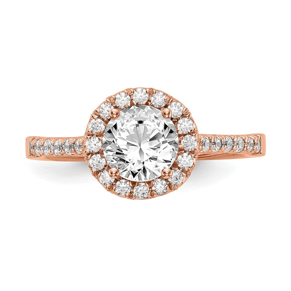 14k Rose Gold 1/3ct Lab Grown Dia VS/SI+ G+ 1ct Center Semi Eng Ring