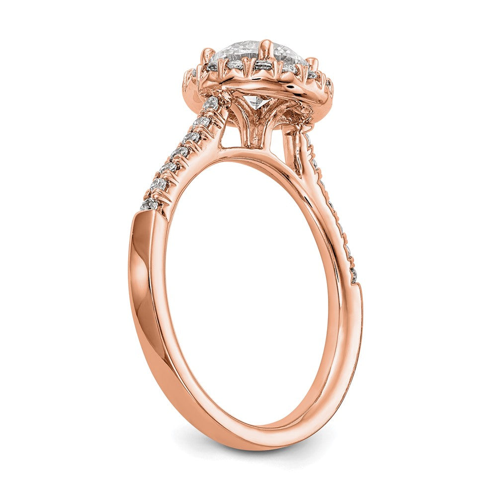 14k Rose Gold 1/3ct Lab Grown Dia VS/SI+ G+ 1ct Center Semi Eng Ring