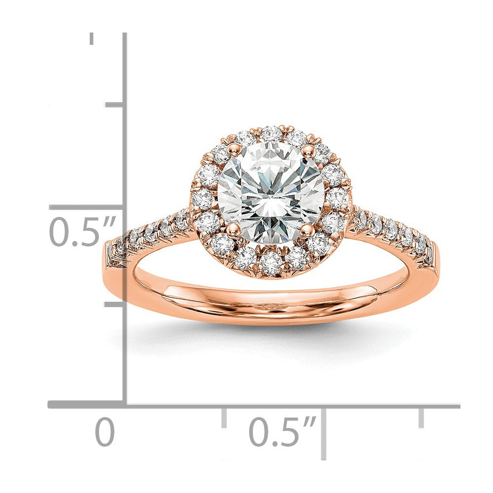 14k Rose Gold 1/3ct Lab Grown Dia VS/SI+ G+ 1ct Center Semi Eng Ring