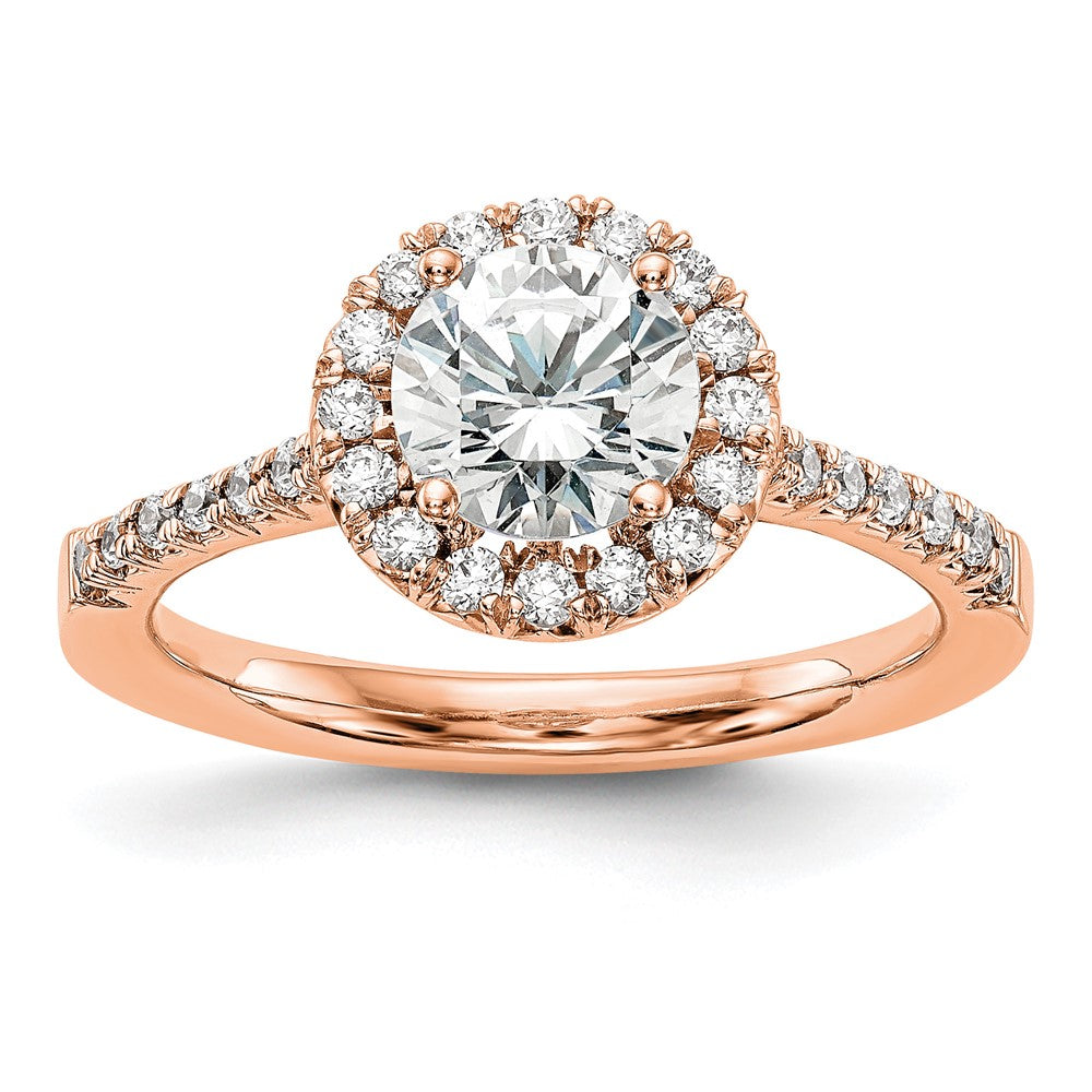 14k Rose Gold 1/3ct Lab Grown Dia VS/SI+ G+ 1ct Center Semi Eng Ring