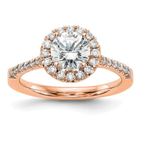 14k Rose Gold 1/3ct Lab Grown Dia VS/SI+ G+ 1ct Center Semi Eng Ring