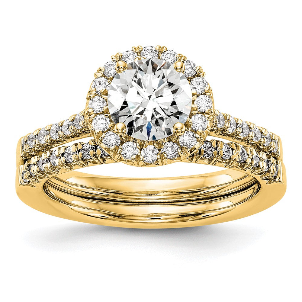 14k 1/3ct Lab Grown Diamond VS/SI+ G+ 1ct Center Round Semi Eng Ring