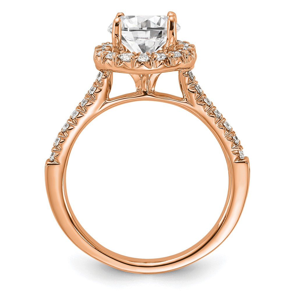 14k Rose Gold 1/2ct Lab Grown Dia VS/SI+ G+ 1 1/2ct Center Semi Eng Ring