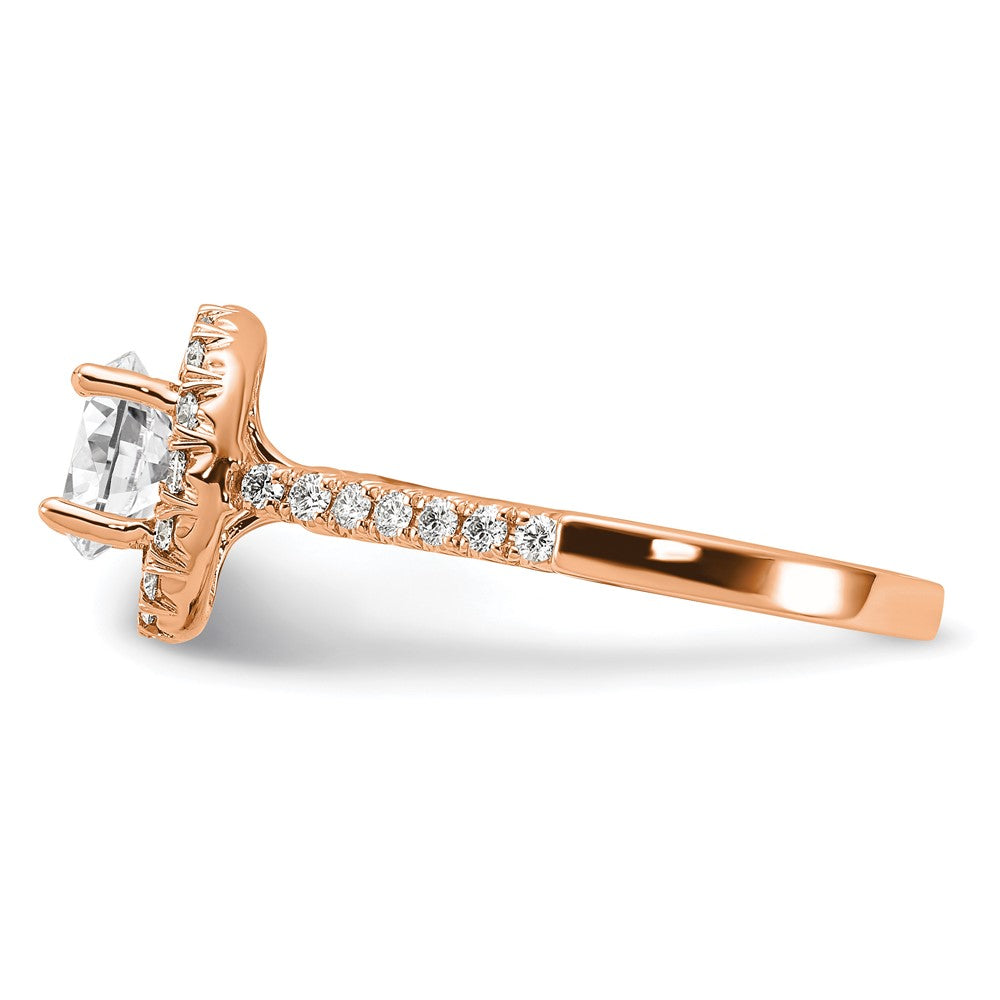 14k Rose Gold 1/2ct Lab Grown Dia VS/SI+ G+ 1 1/2ct Center Semi Eng Ring