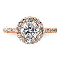 14k Rose Gold 1/2ct Lab Grown Dia VS/SI+ G+ 1 1/2ct Center Semi Eng Ring