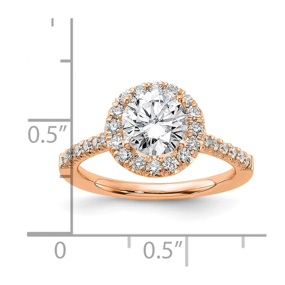 14k Rose Gold 1/2ct Lab Grown Dia VS/SI+ G+ 1 1/2ct Center Semi Eng Ring