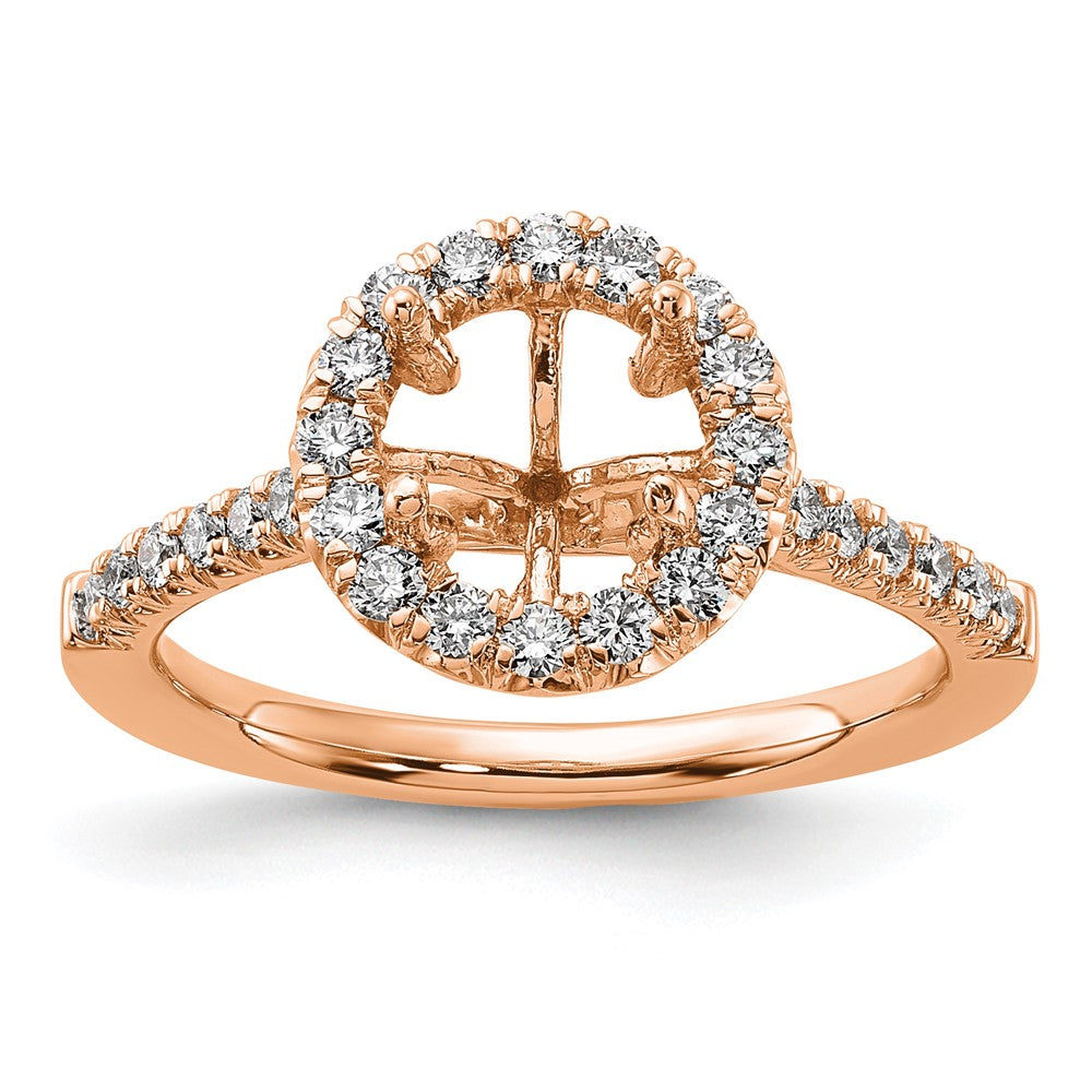 14k Rose Gold 1/2ct Lab Grown Dia VS/SI+ G+ 1 1/2ct Center Semi Eng Ring