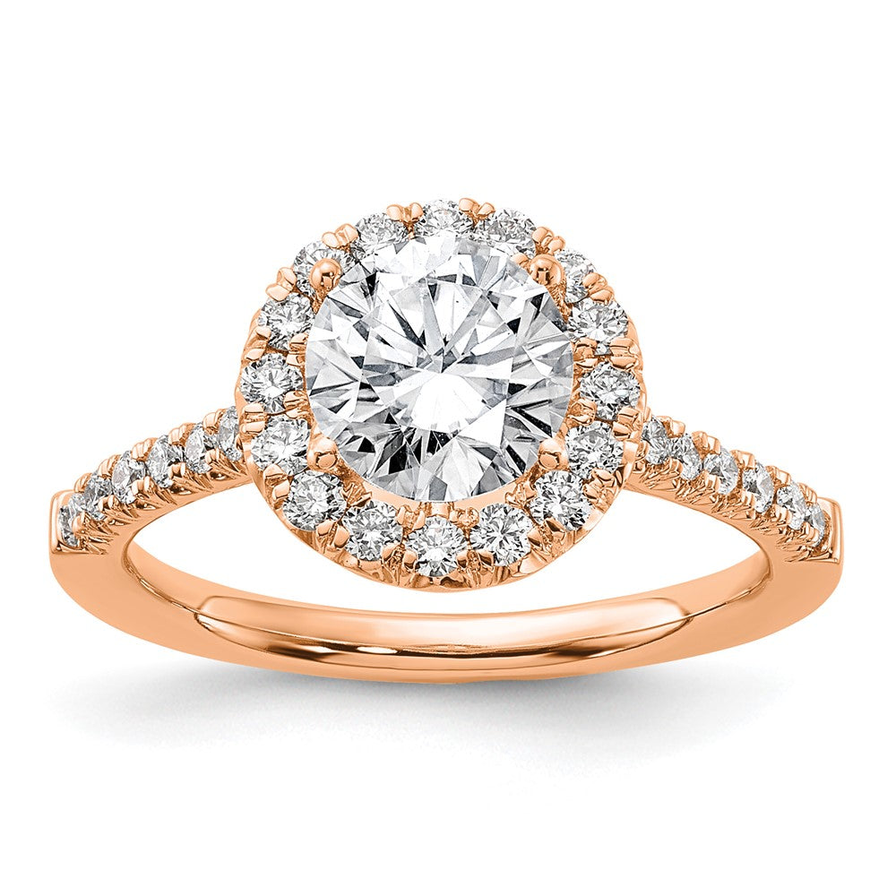14k Rose Gold 1/2ct Lab Grown Dia VS/SI+ G+ 1 1/2ct Center Semi Eng Ring