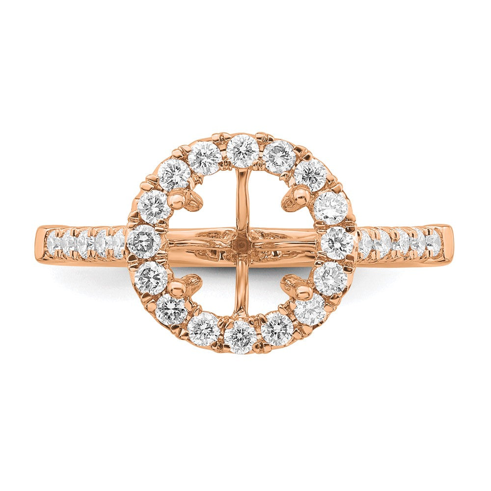 14k Rose Gold 1/2ct Lab Grown Diamond VS/SI+ G+ 2ct Center Semi Eng Ring